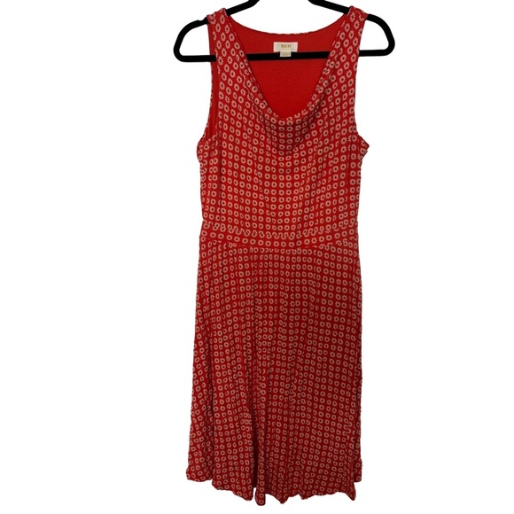 Anthropologie Maeve Brianne Cowl Neck Daisy Floral Orange Print Dress Sz. MEDIUM - Picture 3 of 8